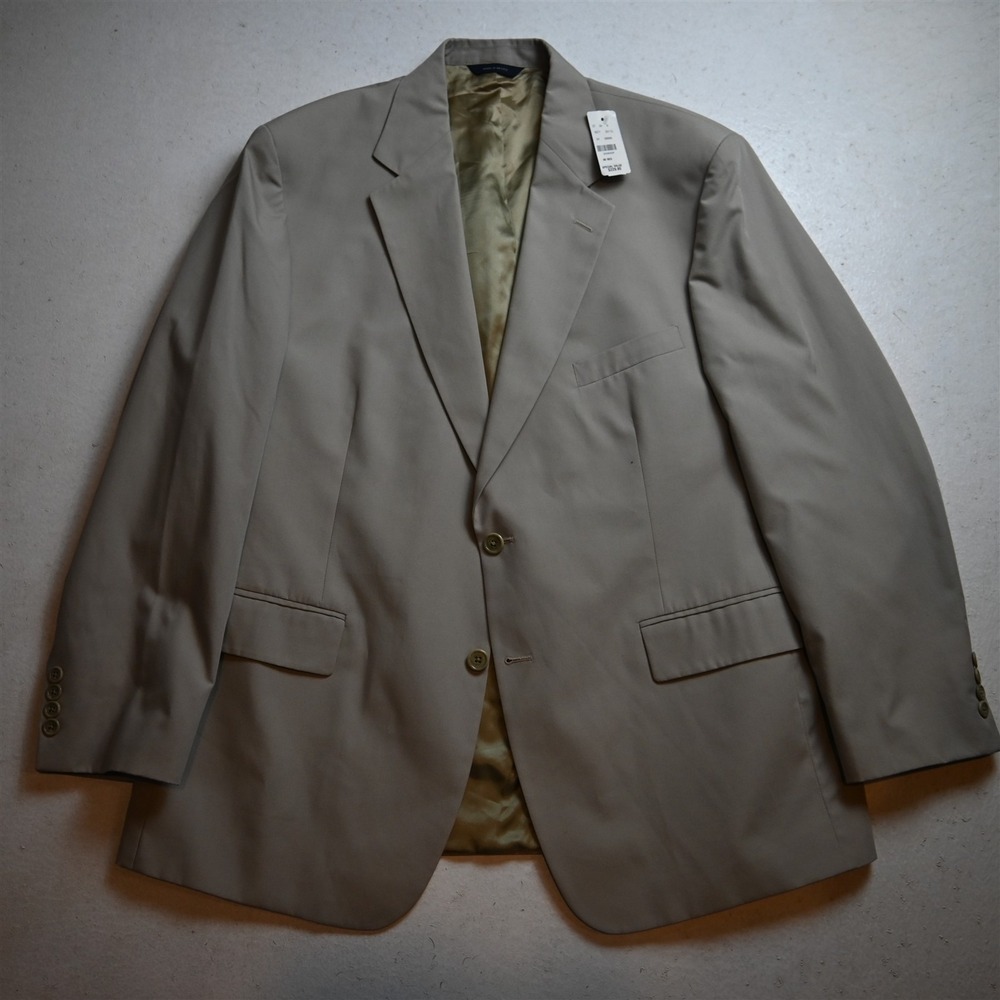 NEW Brooks Brothers 46R Khaki Cotton Poly Mens Blazer Suit Jacket Sport Coat